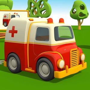 Cartoon Ambulance Truck