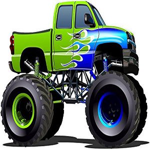 Cartoon Monster Truck with Flames