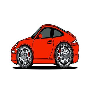 Cartoon Porsche Race Car