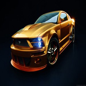 Gold Mustang Muscle Car