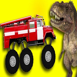 Monster Fire Truck Crazy Dinosaur