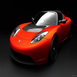 Red Tesla Roadster Sport Car